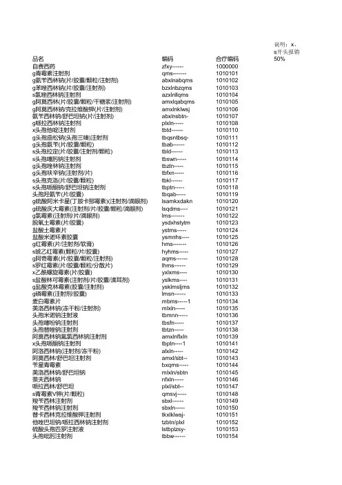 合疗药品字典