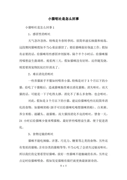 小猫呕吐是怎么回事