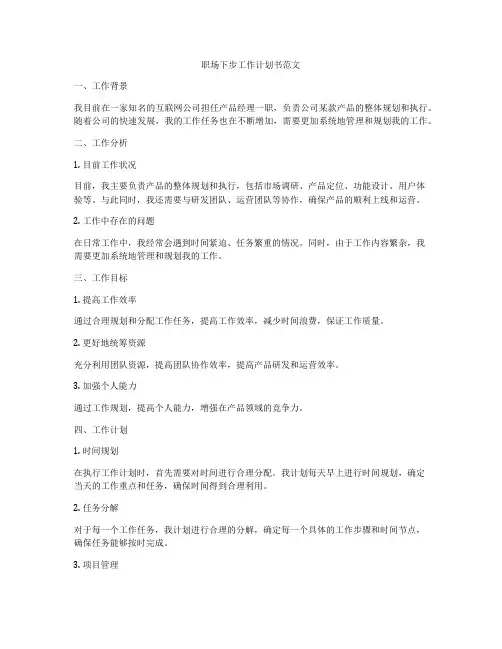 职场下步工作计划书范文