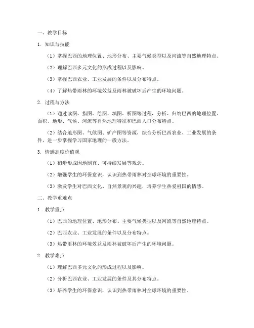 巴西教学反思地理教案模板