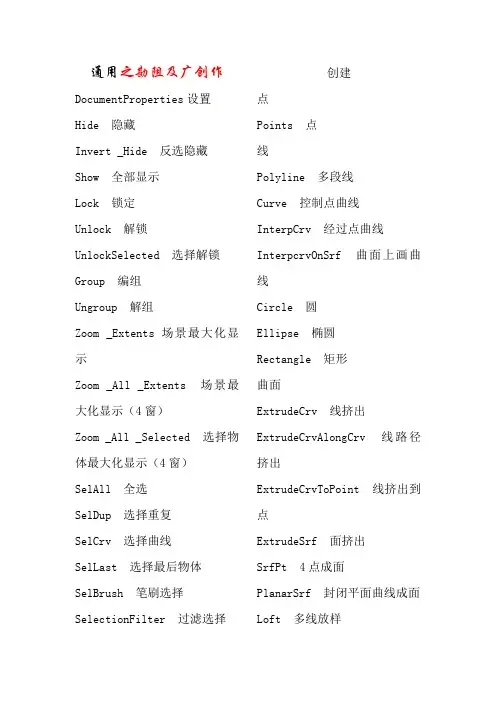 犀牛常用命令