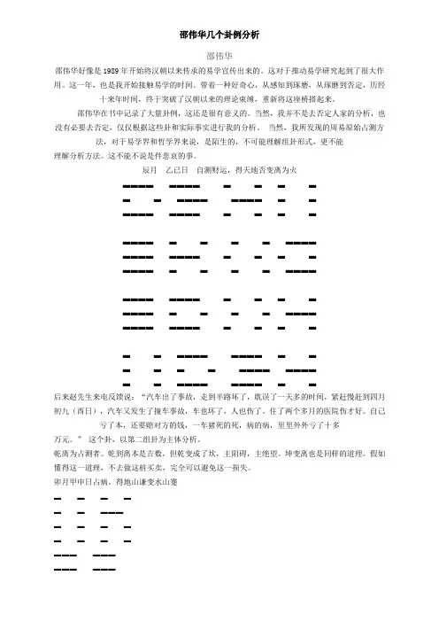 邵伟华几个卦例分析
