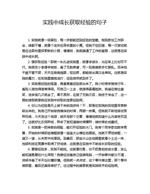 实践中成长获取经验的句子