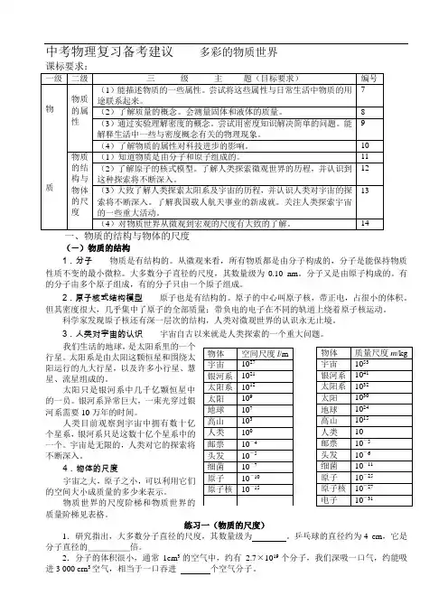 物理第十一章《多彩的物质世界》复习教案(人教版九年级) (1)