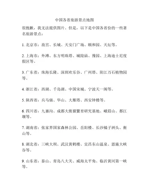 中国各省旅游景点地图