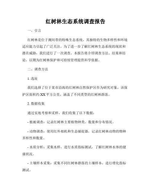 红树林生态系统调查报告