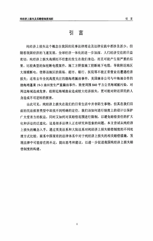 纯经济上损失与其赔偿制度浅析