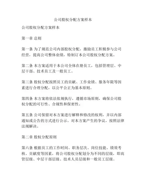公司股权分配方案样本
