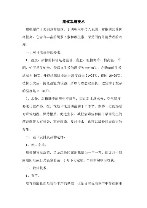 甜椒栽培技术