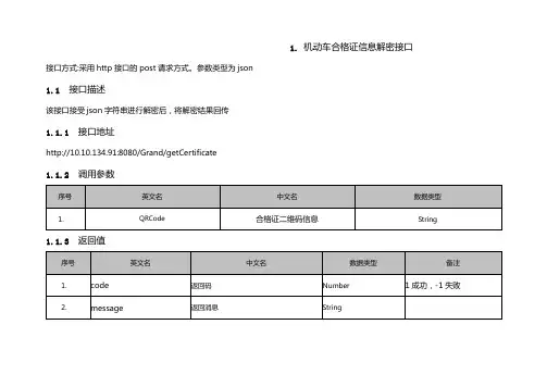 [广汇]机动车合格证信息解密接口文档V1.2