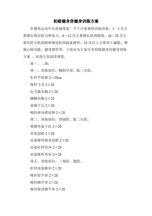 初级健身房健身训练计划