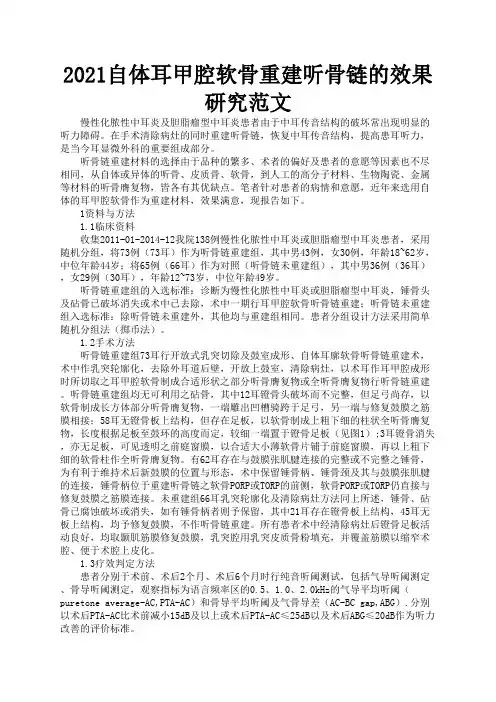 2021自体耳甲腔软骨重建听骨链的效果研究范文