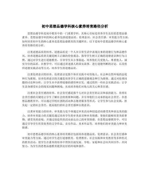 初中思想品德学科核心素养培育路径分析