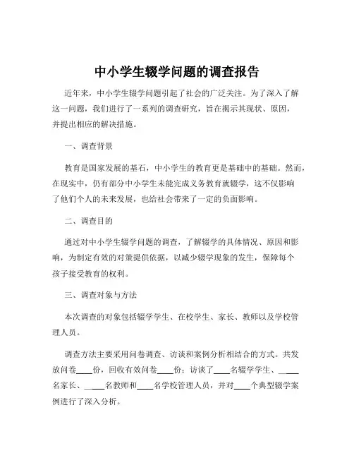 中小学生辍学问题的调查报告