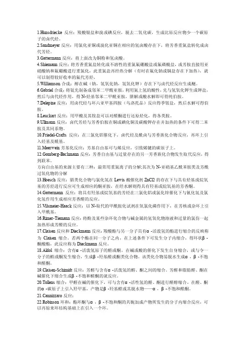 【2017年整理】药物合成的人名反应