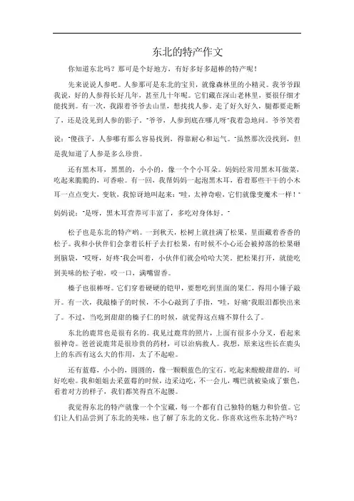 东北的特产作文