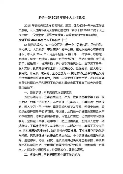 乡镇干部2018年终个人工作总结