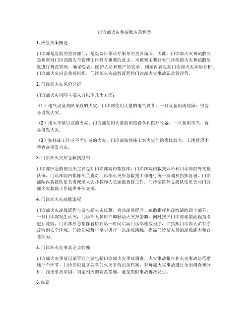 门诊部火灾和疏散应急预案
