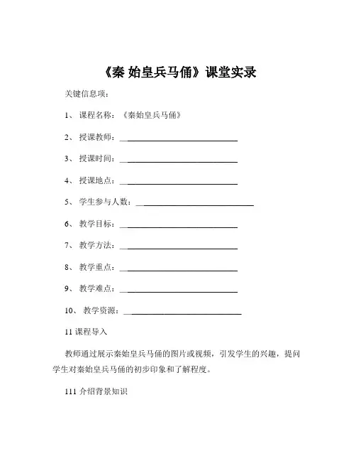 《秦 始皇兵马俑》课堂实录