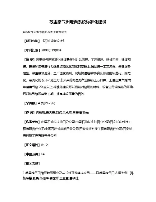 苏里格气田地面系统标准化建设