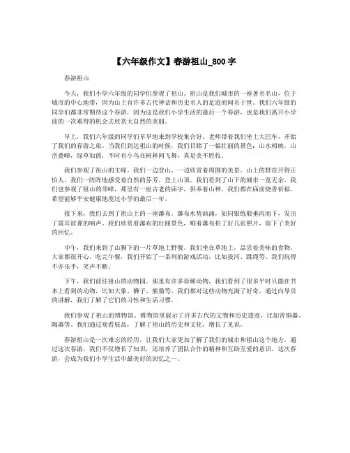 【六年级作文】春游祖山_800字