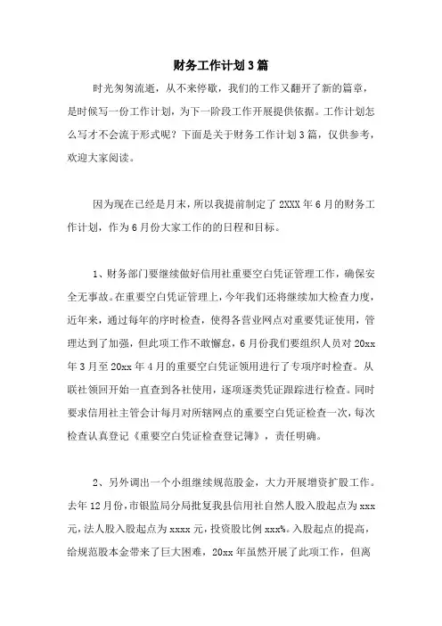 2020年财务工作计划3篇