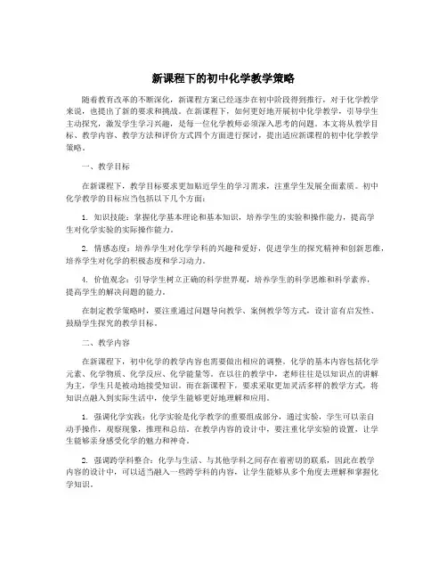 新课程下的初中化学教学策略