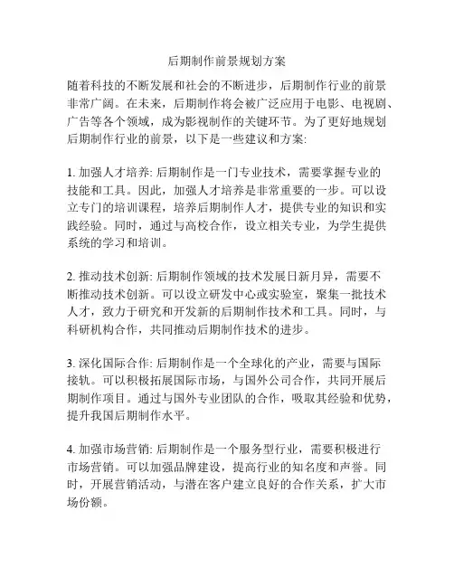后期制作前景规划方案