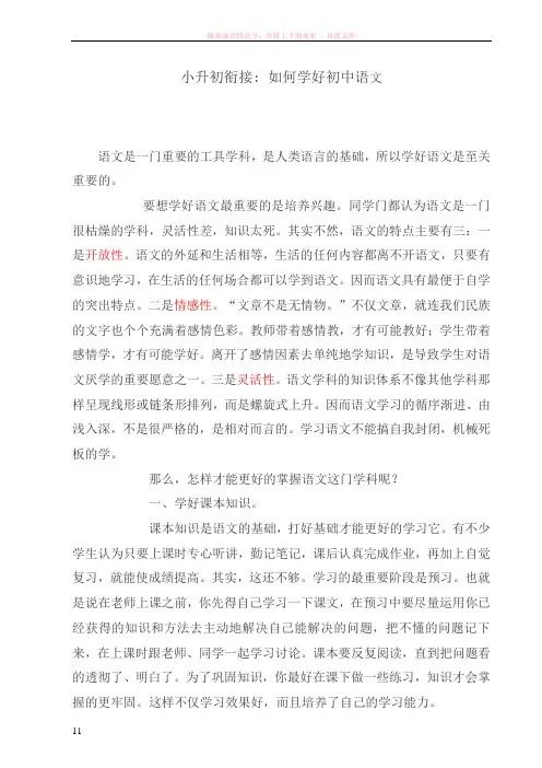 小升初衔接如何学好初中语文