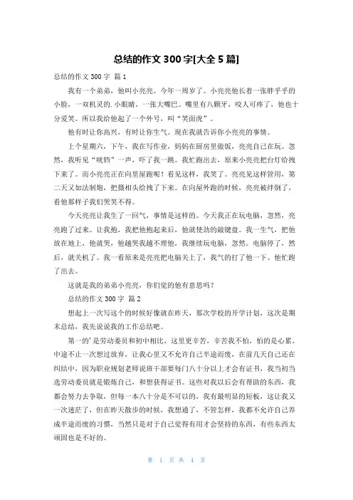 总结的作文300字[大全5篇]