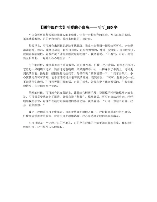 【四年级作文】可爱的小白兔——可可_550字