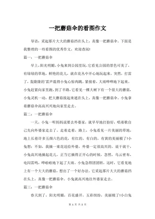 一把蘑菇伞的看图作文