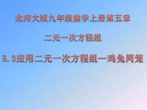 北师大版八年级数学上册第五章5.3应用二元一次方程组-鸡兔同笼