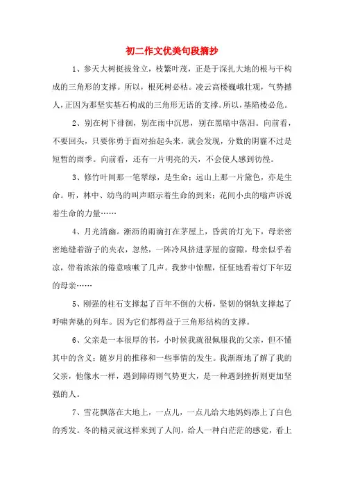 初二作文优美句段摘抄