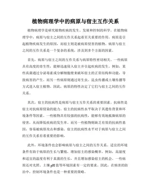 植物病理学中的病原与宿主互作关系