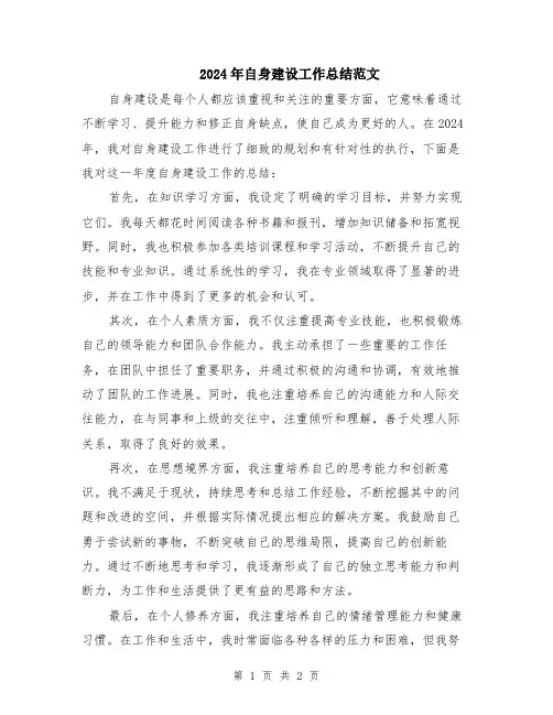2024年自身建设工作总结范文
