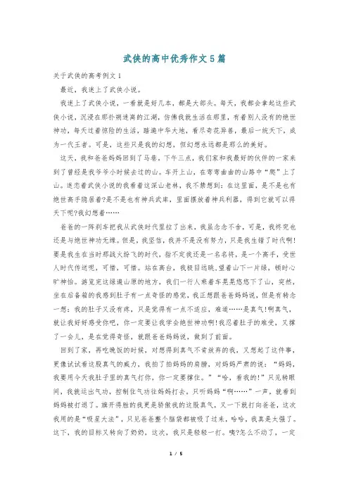 武侠的高中优秀作文5篇
