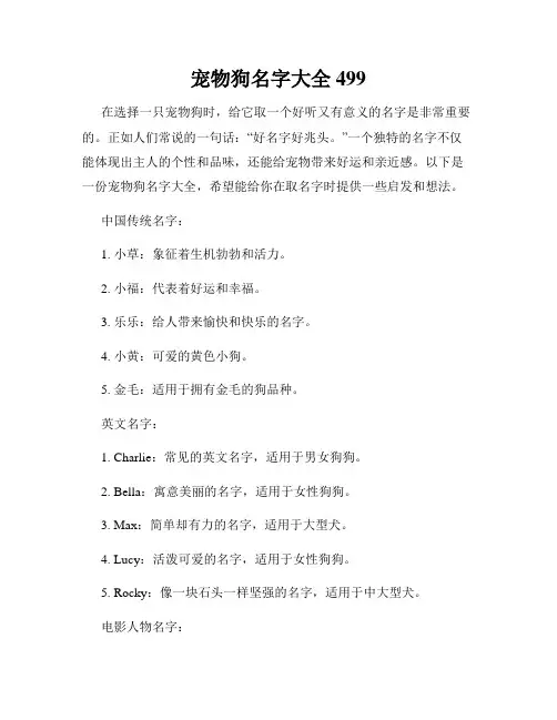 宠物狗名字大全499