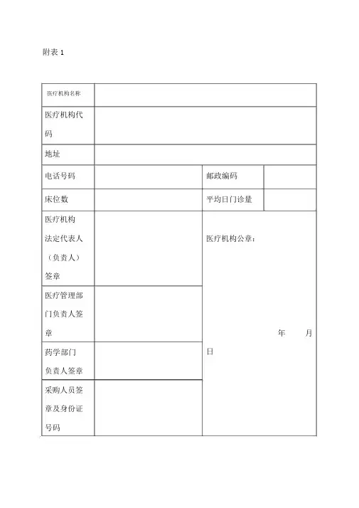 麻醉药品、第一类精神药品购用印鉴卡申请表.docx