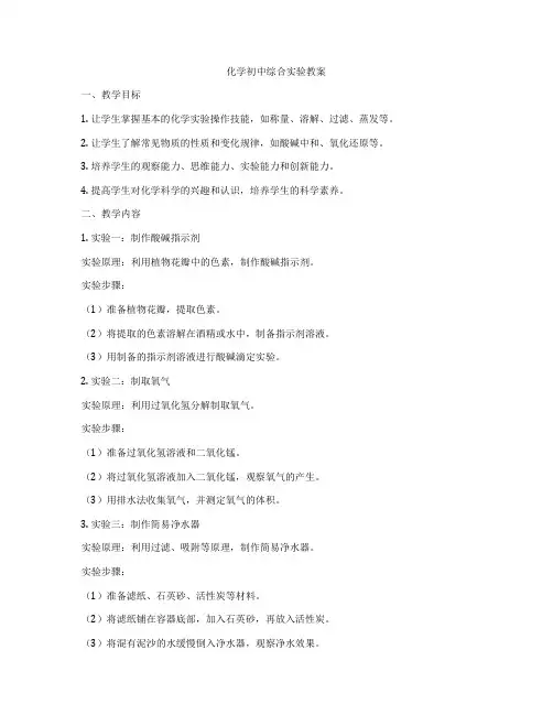 化学初中综合实验教案
