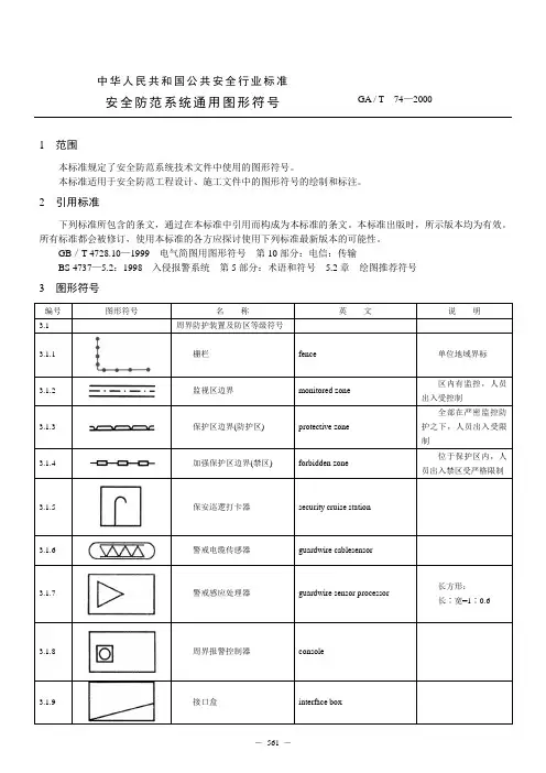 GA_T 74-2000 安全防范系统通用图形符号.