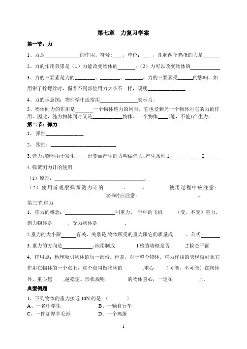 第七章力复习学案