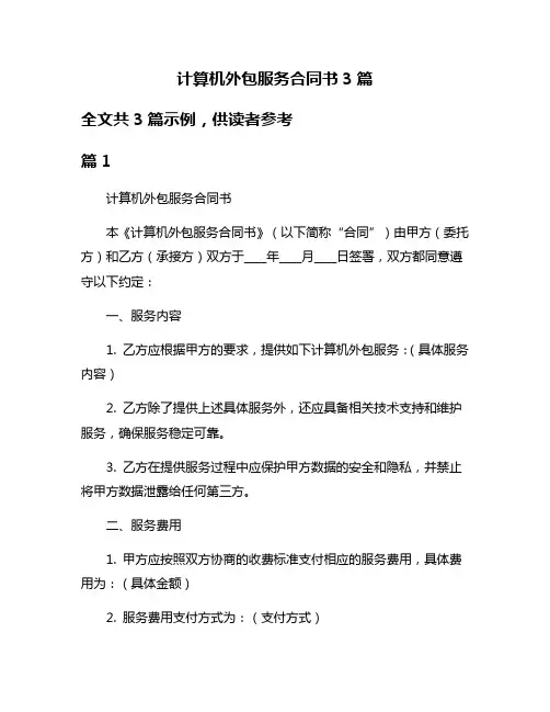 计算机外包服务合同书3篇