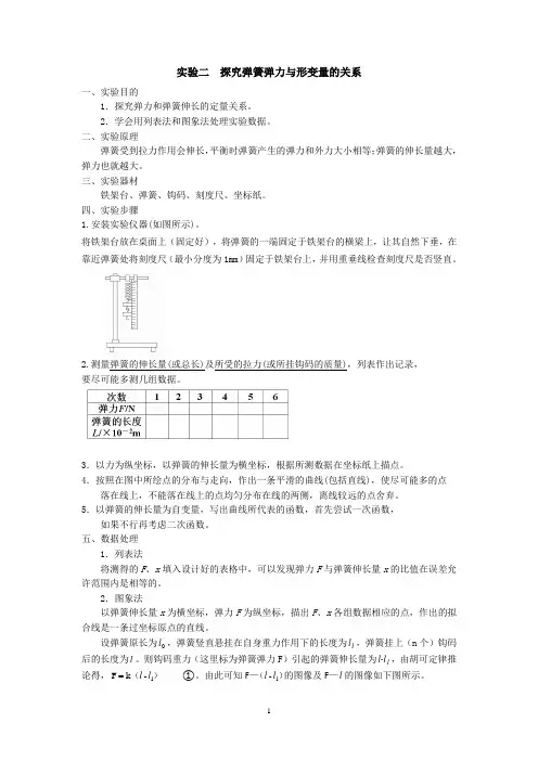 实验究弹簧弹力与形变量的关系