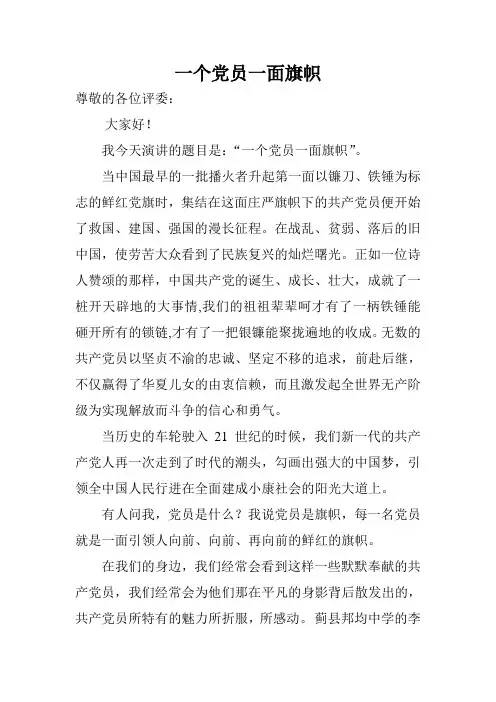“一个党员一面旗帜”,