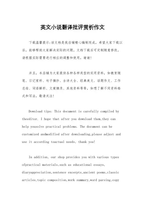 英文小说翻译批评赏析作文