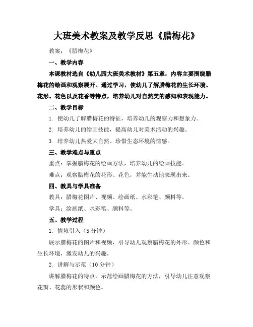 大班美术教案及教学反思《腊梅花》