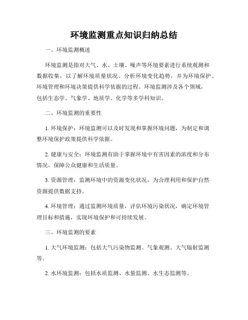 环境监测重点知识归纳总结