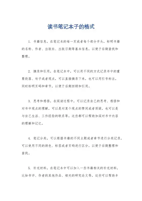 读书笔记本子的格式