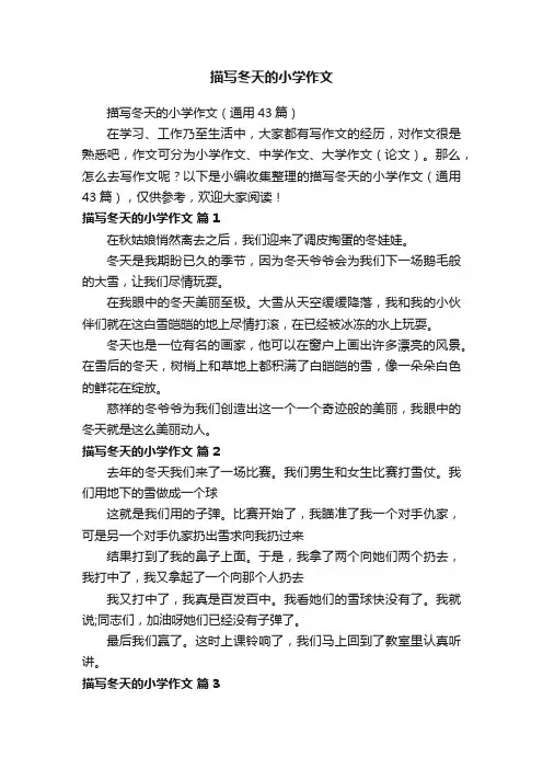 描写冬天的小学作文（通用43篇）